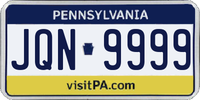 PA license plate JQN9999