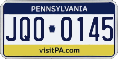 PA license plate JQO0145