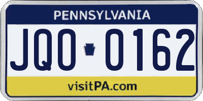 PA license plate JQO0162