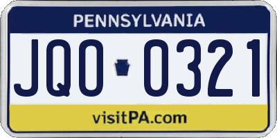 PA license plate JQO0321