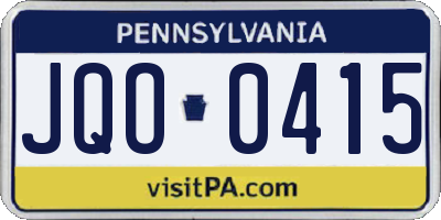 PA license plate JQO0415