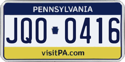 PA license plate JQO0416