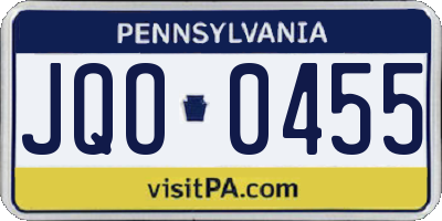 PA license plate JQO0455