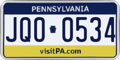 PA license plate JQO0534