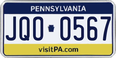 PA license plate JQO0567