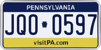 PA license plate JQO0597