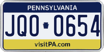 PA license plate JQO0654