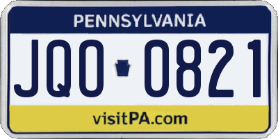 PA license plate JQO0821