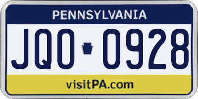 PA license plate JQO0928