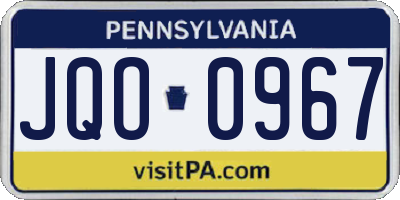 PA license plate JQO0967