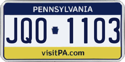 PA license plate JQO1103