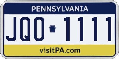 PA license plate JQO1111