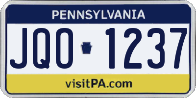 PA license plate JQO1237