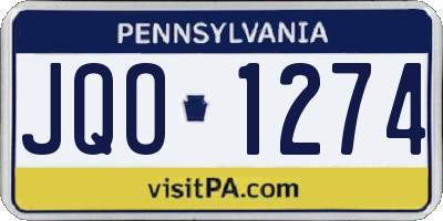 PA license plate JQO1274
