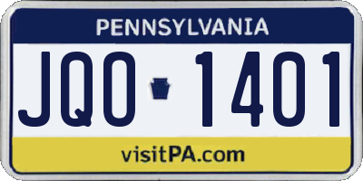 PA license plate JQO1401