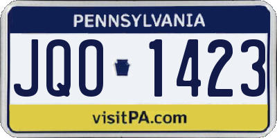PA license plate JQO1423