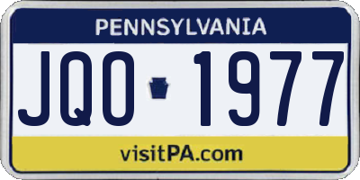 PA license plate JQO1977
