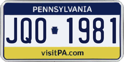 PA license plate JQO1981