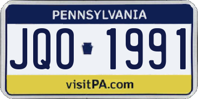 PA license plate JQO1991