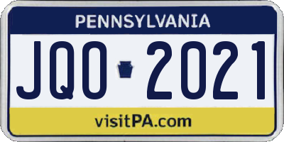 PA license plate JQO2021