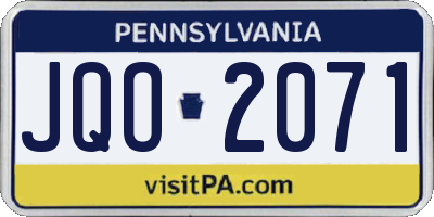 PA license plate JQO2071