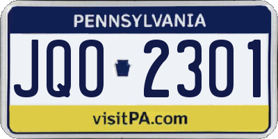 PA license plate JQO2301
