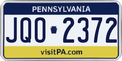 PA license plate JQO2372