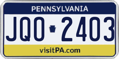 PA license plate JQO2403