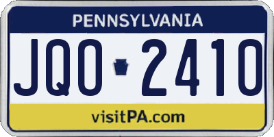 PA license plate JQO2410