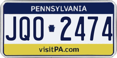 PA license plate JQO2474