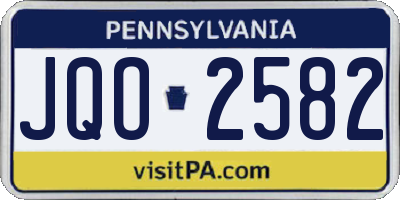 PA license plate JQO2582