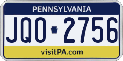 PA license plate JQO2756