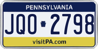 PA license plate JQO2798