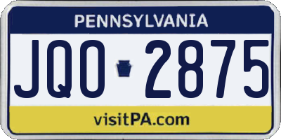 PA license plate JQO2875
