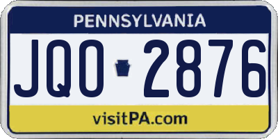PA license plate JQO2876