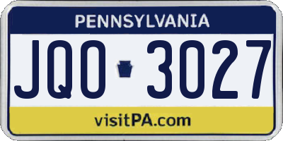 PA license plate JQO3027