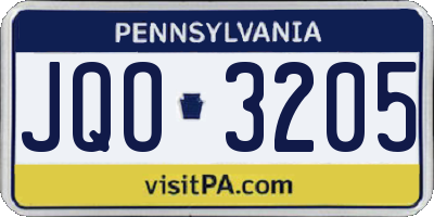 PA license plate JQO3205