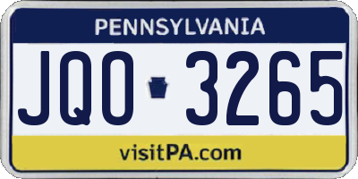 PA license plate JQO3265