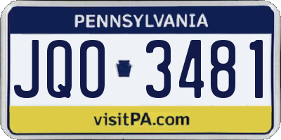 PA license plate JQO3481