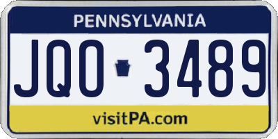 PA license plate JQO3489