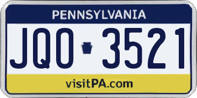 PA license plate JQO3521