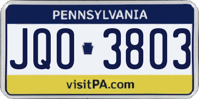 PA license plate JQO3803