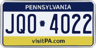 PA license plate JQO4022