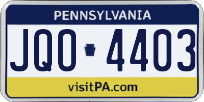 PA license plate JQO4403