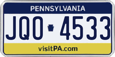 PA license plate JQO4533