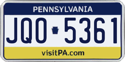 PA license plate JQO5361