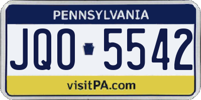 PA license plate JQO5542