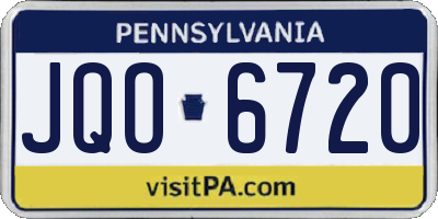 PA license plate JQO6720