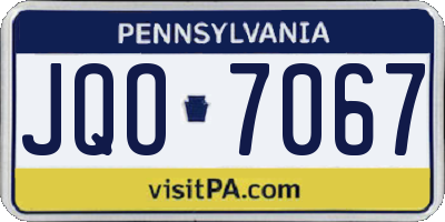 PA license plate JQO7067