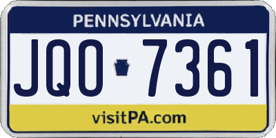 PA license plate JQO7361